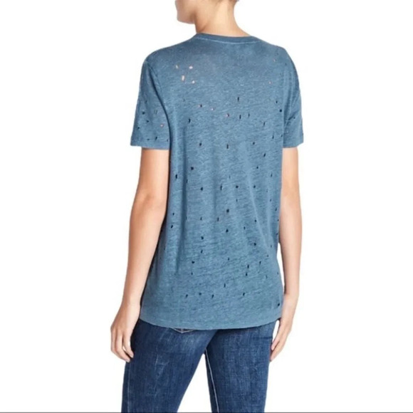 Revolve IRO Clay Distressed Tee T-Shirt Blue Grey short sleeve crew neck Size XS - Picture 13 of 13